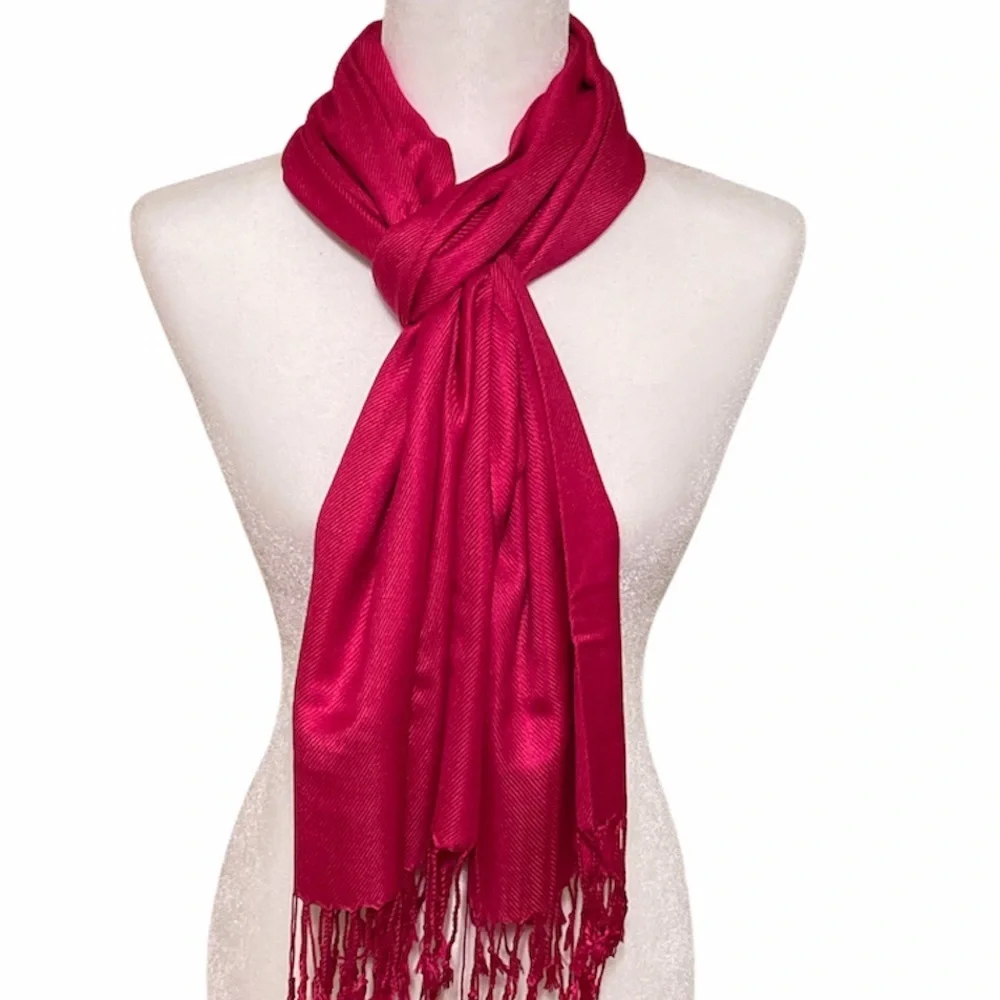 HOT PINK Pashmina Silk Scarf Wrap NEW